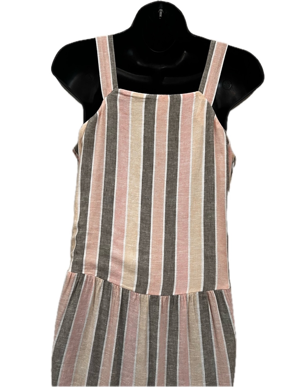 Caslon Pink Gray Stripe Linen Blend Tiered Maxi Dress Small - Picture 10 of 13